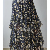 Midnight Floral Tiered Maxi Skirt