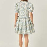 Print Puff Sleeve Mini