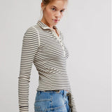 Free People Lake Henley Stripe in Tea Combo