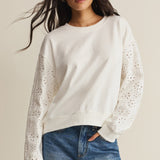 Mosaic Knit Eyelet Sweatshirt