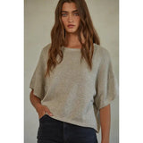 By Together Knit Sweater Lurex Detailed Sleeve Top