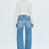 Lexi Mid Rise Bowed Straight Jean - Confetti Vintage