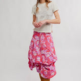 Zephyr Bustle Convertible Skirt in Coral Combo