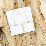 Pave Bar Heart Earrings