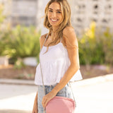 pink puffer purse