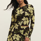 Taysha Ren Floral Mesh Top