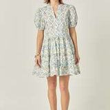 Print Puff Sleeve Mini