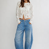 Free People Good Luck Mid Rise Barrel Ultra Light Beam