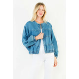 THML Denim Quilted Bomber Jacket