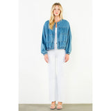 THML Denim Quilted Bomber Jacket
