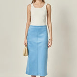 Faux Suede Midi Skirt