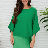 Milio Milano Crew Neck Batwing Sleeve Knit Top