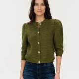 Lous Puffled Shoulder Waffled Cardigan