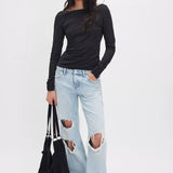 Free People Riley Tee in Black