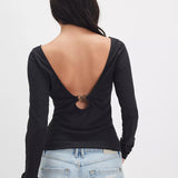Free People Riley Tee in Black