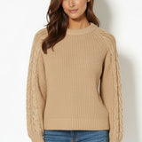 Crew Cable Sleeves Sweater