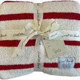 Red/Crème Holiday Stripe Cozy Luxe Home Blanket