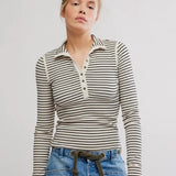 Free People Lake Henley Stripe in Tea Combo