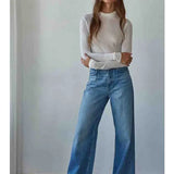 Sheer Turtleneck Long Sleeve Top in White