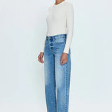Lexi Mid Rise Bowed Straight Jean - Confetti Vintage