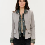 Mixed Media Denim Jacket Clarissa Smoke