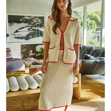 Knit Sweater Crochet Open Front Cardigan