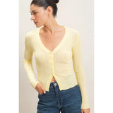 Hyfve Butter Yellow Ribbed Cardigan