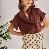 Linen Ruffle Top