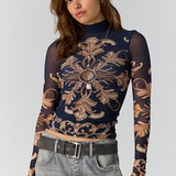 Jessa Long Sleeve in Navy Combo