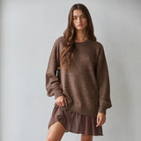 By Together Knit Sweater Long Sleeve Midi Twofer Dress