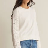 Mosaic Knit Eyelet Sweatshirt