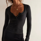 Free People Wide Awake Layering Tee in Black