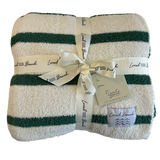Green/Crème Holiday Stripe Cozy Luxe Blanket