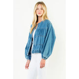 THML Denim Quilted Bomber Jacket