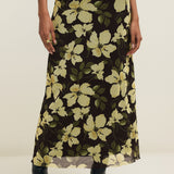 Eda Ren Floral Mesh Midi Skirt
