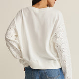Mosaic Knit Eyelet Sweatshirt