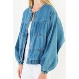 THML Denim Quilted Bomber Jacket