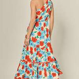 Floral One Shoulder Ric Rac Long Dress