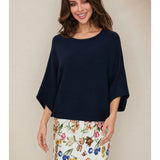 Milio Milano Crew Neck Batwing Sleeve Knit Top